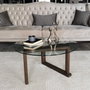 Hanah Home Mesa de Centro Redonda de Madera Maciza y Cristal Templado Nogal